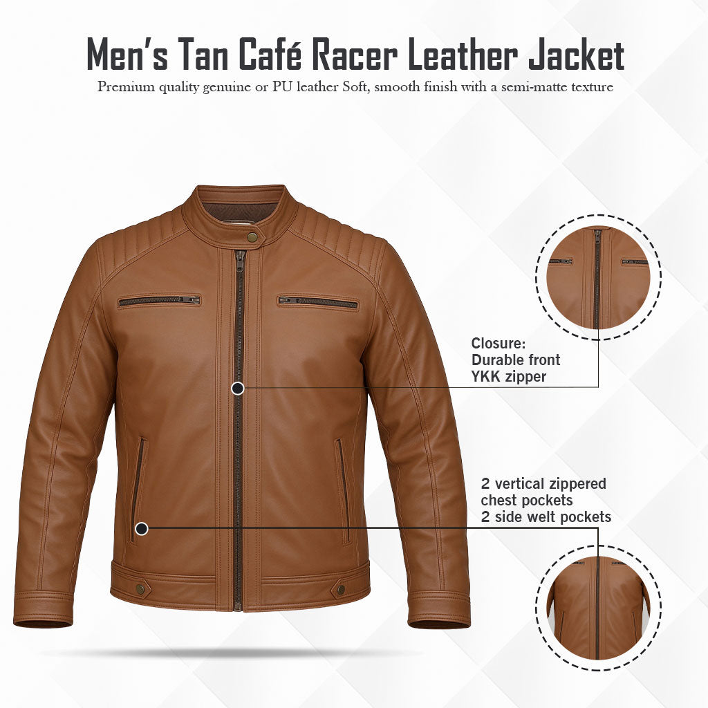 Buy Men’s Moto Tan Biker Leather Jacket – Premium Leather Outerwear for Speed, Comfort & All-Season Style
