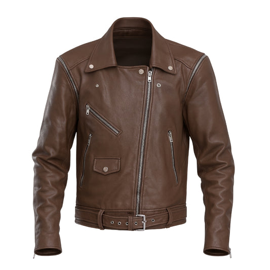 Buy Mens Brando Brown Biker Retro Vintage Cowhide Motorcycle Jacket – Genuine Leather Rider’s Gear for Timeless Edge, Rugged Durability, Everyday Comfort & All-Season Versatility