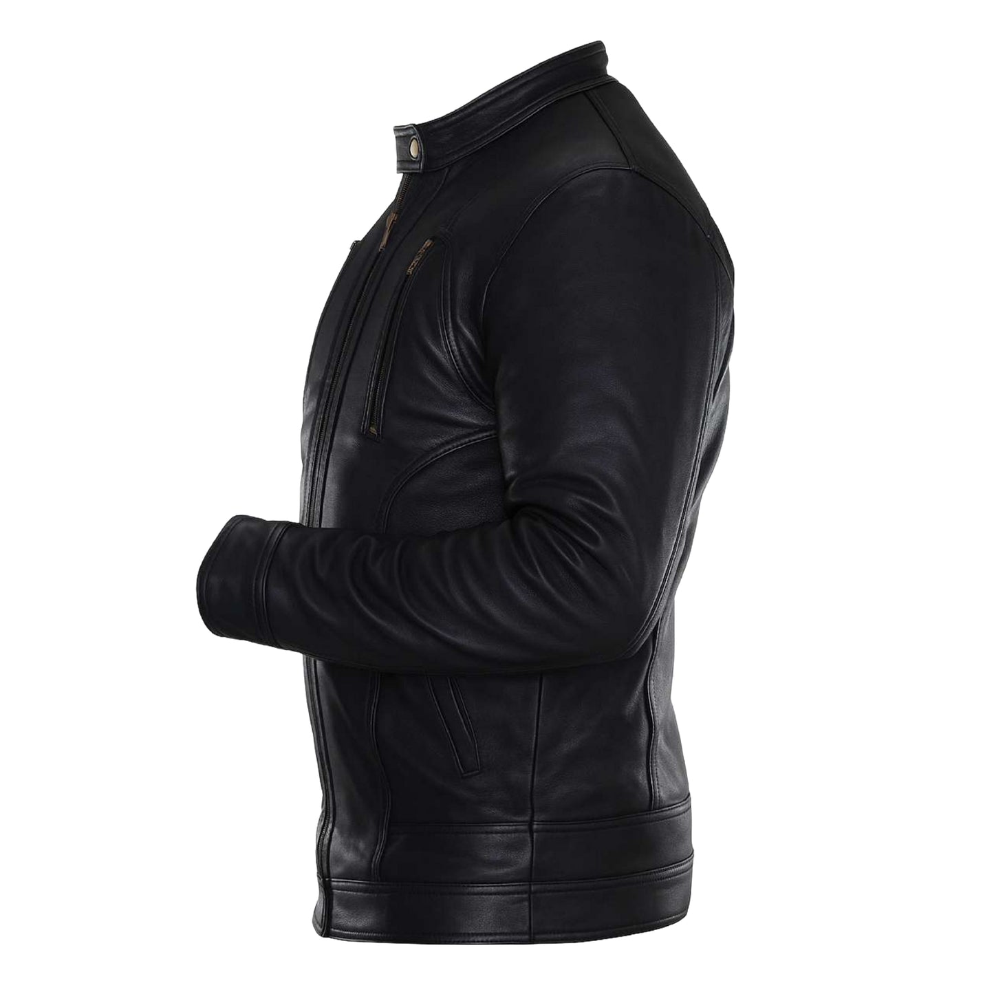 Buy Black Cafe Racer Leather Jacket – Premium Men’s Biker Outerwear with Classic Road Style & Modern Comfort