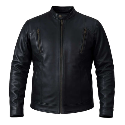 Buy Black Cafe Racer Leather Jacket – Premium Men’s Biker Outerwear with Classic Road Style & Modern Comfort