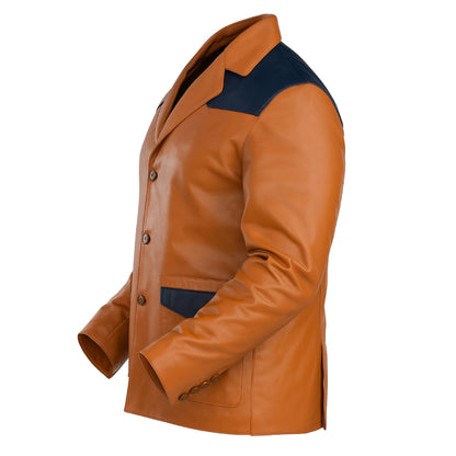 Buy Men’s Western Leather Blazer – Genuine Brown & Blue Leather Jacket for Timeless Western Style, Everyday Comfort, Year-Round Versatility & Rugged Durability