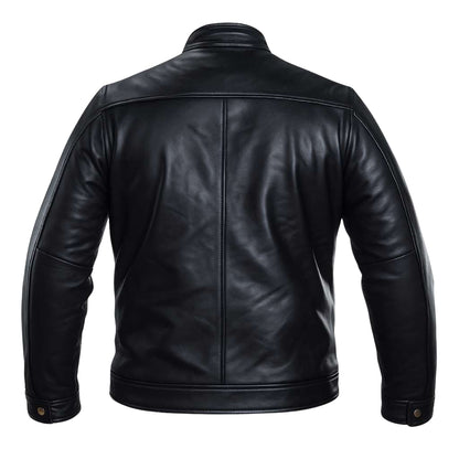 Buy Men’s Black Leather Jacket with Shoulder Pads – Rugged Protection & Tailored Everyday Style