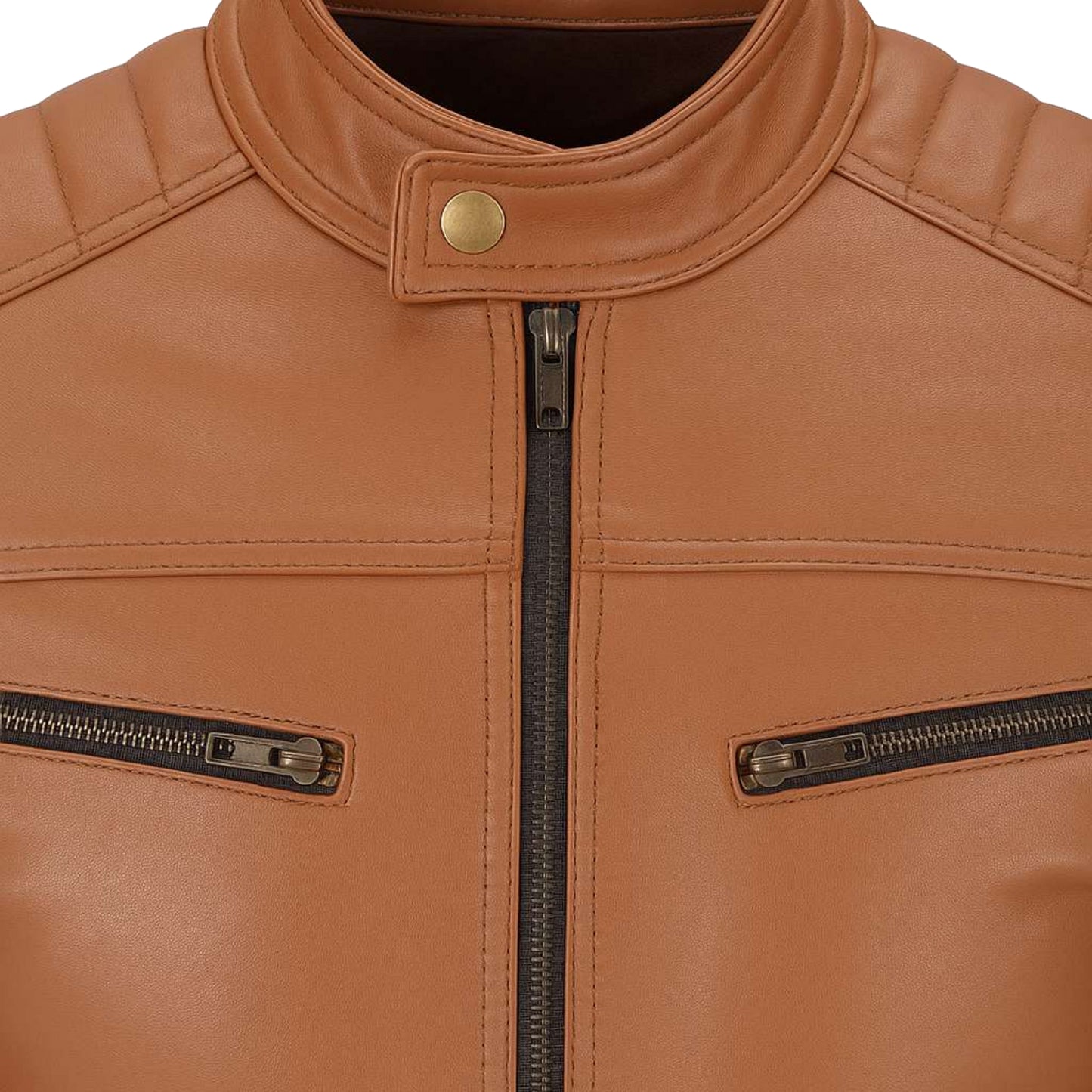 Buy Brown Leather Jacket with Shoulder Pads – Rugged Protection & Refined Everyday Style