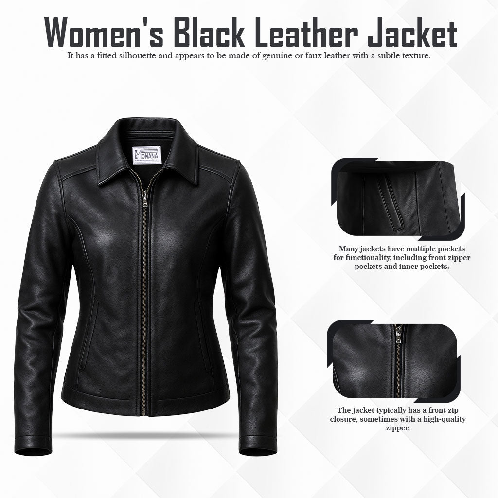 Buy Women Racer Black Leather Jacket – Premium Leather, Sleek Fit & Timeless Biker Appeal