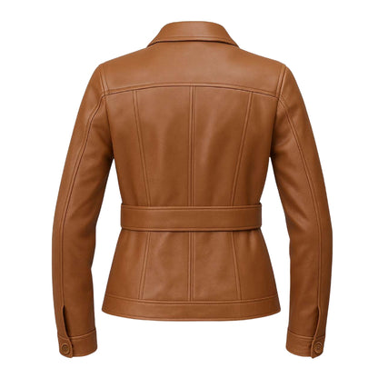 Buy Women’s Brown Leather Trench Coat – Classic Longline Design with Timeless Elegance & Premium Comfort