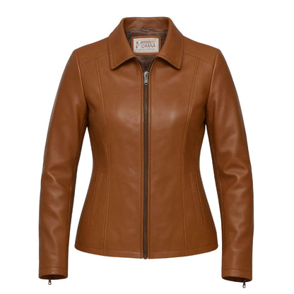 Buy Women’s Zipper Brown Leather Jacket – Modern Fit, Premium Leather & Effortless Everyday Style