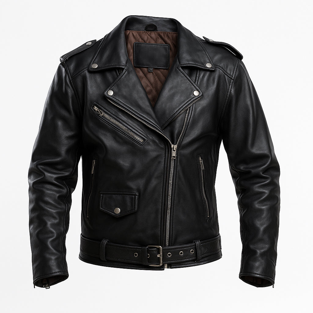 Buy Men Black Hooded Motorcycle Leather Jacket – Genuine Leather Biker Jacket for Rugged Style, Winter Warmth, Road-Ready Comfort & All-Season Versatility