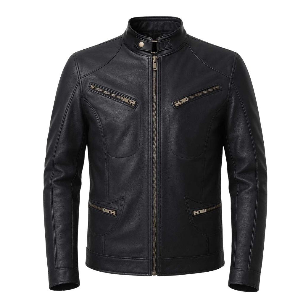 Buy Genuine Leather Men’s Moto Jacket Black – Rugged Road-Ready Performance Meets Sleek Modern Edge