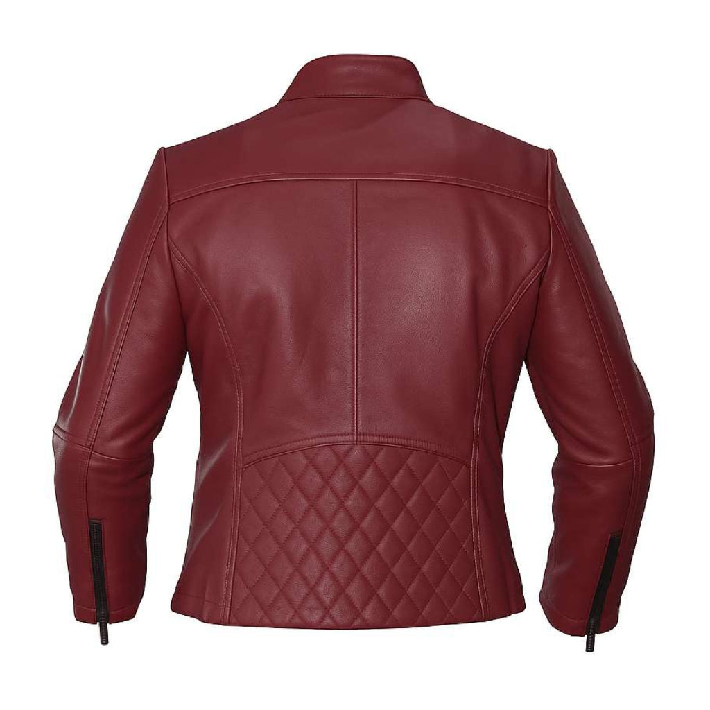 Buy Maroon Women Biker Leather Jacket – Premium Leather Outerwear for Style, Comfort & Ride-Ready Performance