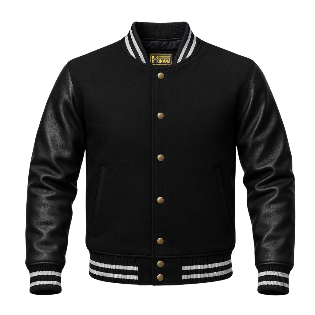 Buy Black Varsity Letterman Jacket – Premium Unisex Leather Outerwear with Classic Collegiate Style & Modern Comfort